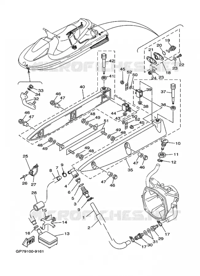 HULL & DECK Yamaha WAVERUNNER 760 2000 JET  JET FOR GP760