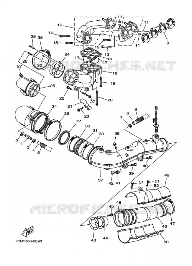 ECHAPPEMENT 1 Yamaha WAVERUNNER 1000 2004 FZ  ENG FOR FZ1000A