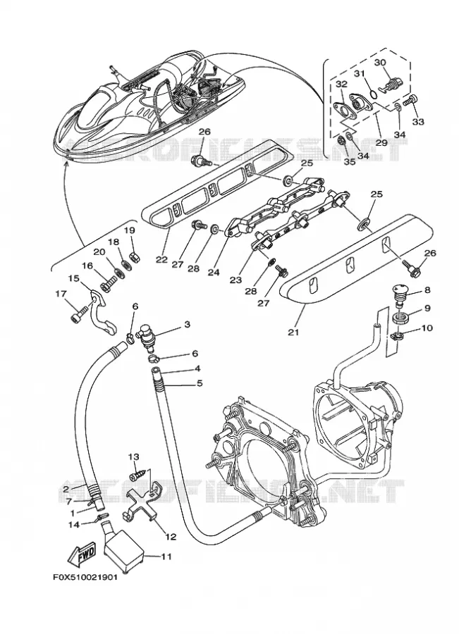 HULL & DECK Yamaha WAVERUNNER 1200 2002 ENGINE  ENG FOR GP1200
