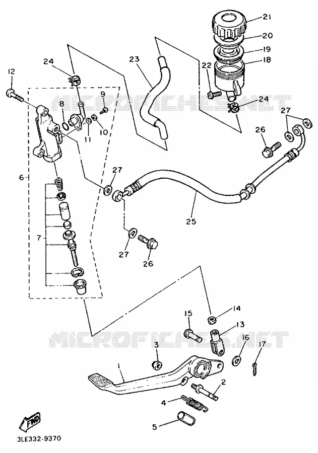 MAITRE CYLINDRE DE FREIN ARRIERE Yamaha MOTO 1000 1989 FZR  FZR1000