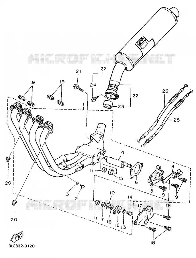 ECHAPPEMENT Yamaha MOTO 1000 1989 FZR  FZR1000
