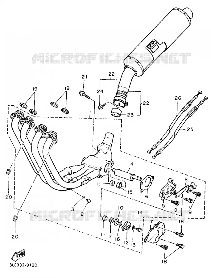ECHAPPEMENT Yamaha MOTO 1000 1989 FZR  FZR1000