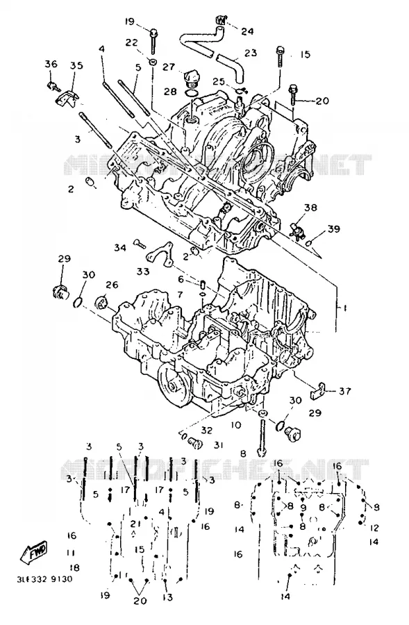 CARTER MOTEUR Yamaha MOTO 1000 1990 FZR  FZR1000
