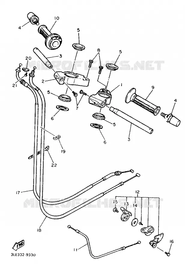 GUIDON ET CABLES Yamaha MOTO 1000 1990 FZR  FZR1000