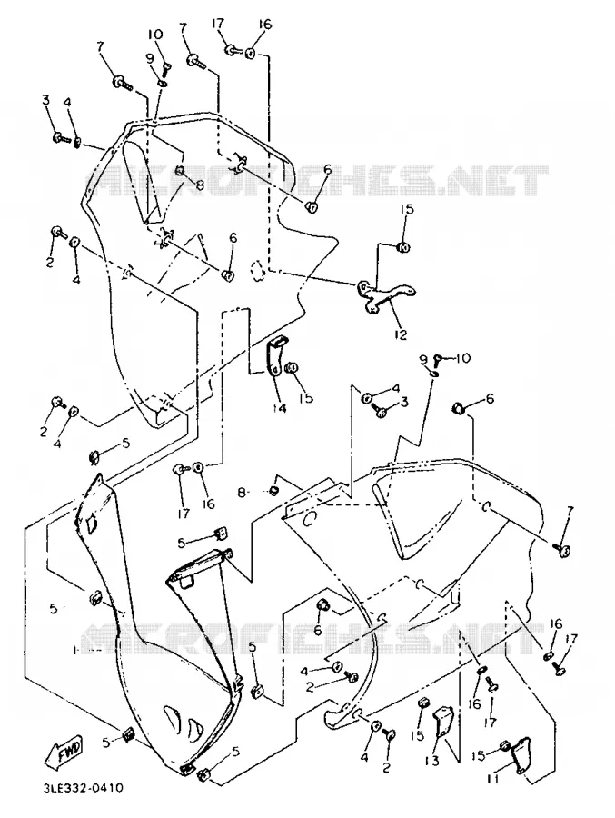 CARENAGES 3 Yamaha MOTO 1000 1990 FZR  FZR1000