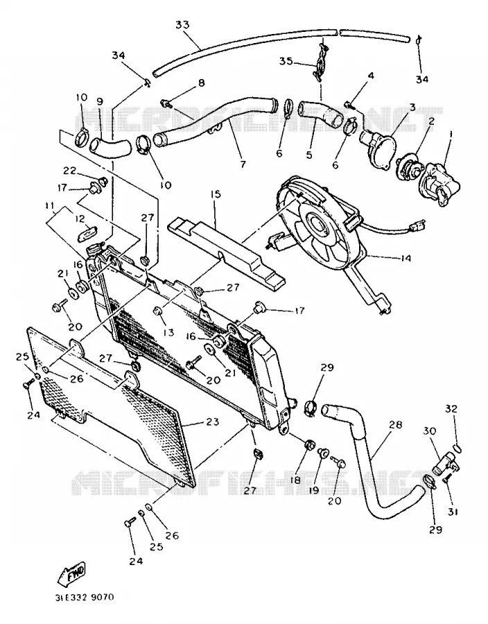 RADIATEUR / DURITES Yamaha MOTO 1000 1990 FZR  FZR1000