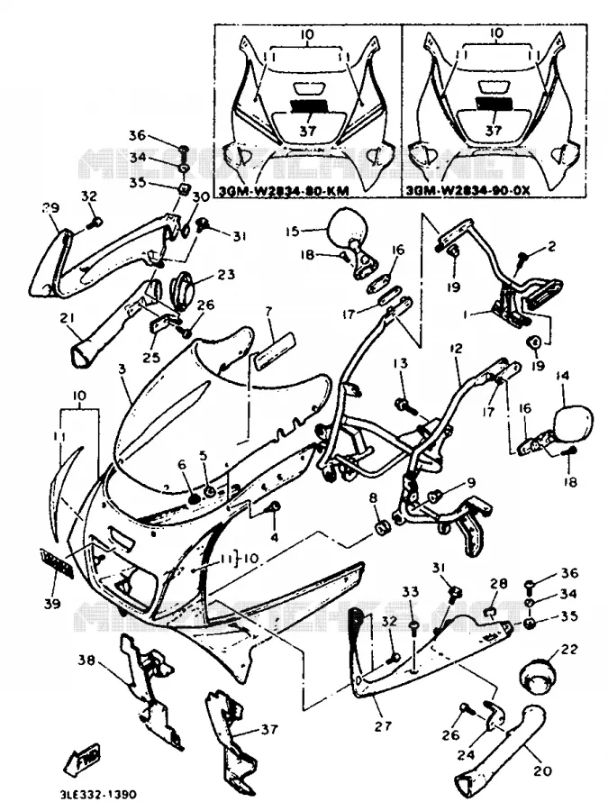 CARENAGES 1  Yamaha MOTO 1000 1991 FZR  FZR1000