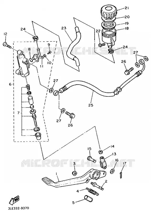 MAITRE CYLINDRE DE FREIN ARRIERE Yamaha MOTO 1000 1991 FZR  FZR1000