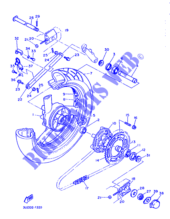 ROUE ARRIERE pour Yamaha FZR1000 de 1993