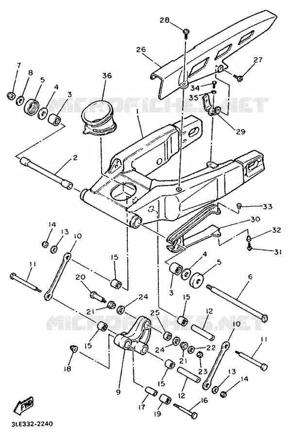 BRAS ARRIERE Yamaha MOTO 1000 1993 FZR  FZR1000