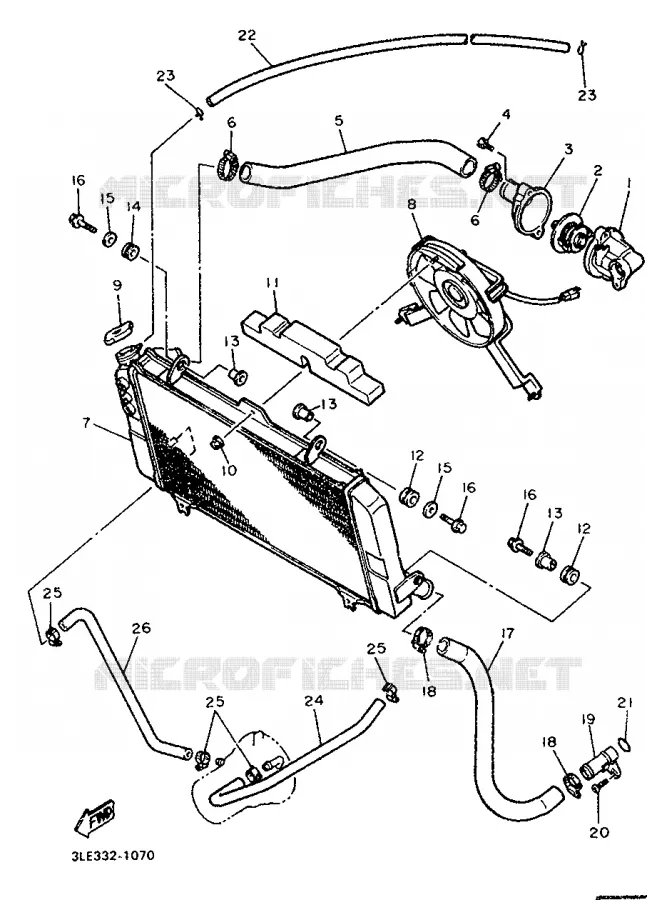 RADIATEUR / DURITES Yamaha MOTO 1000 1993 FZR  FZR1000