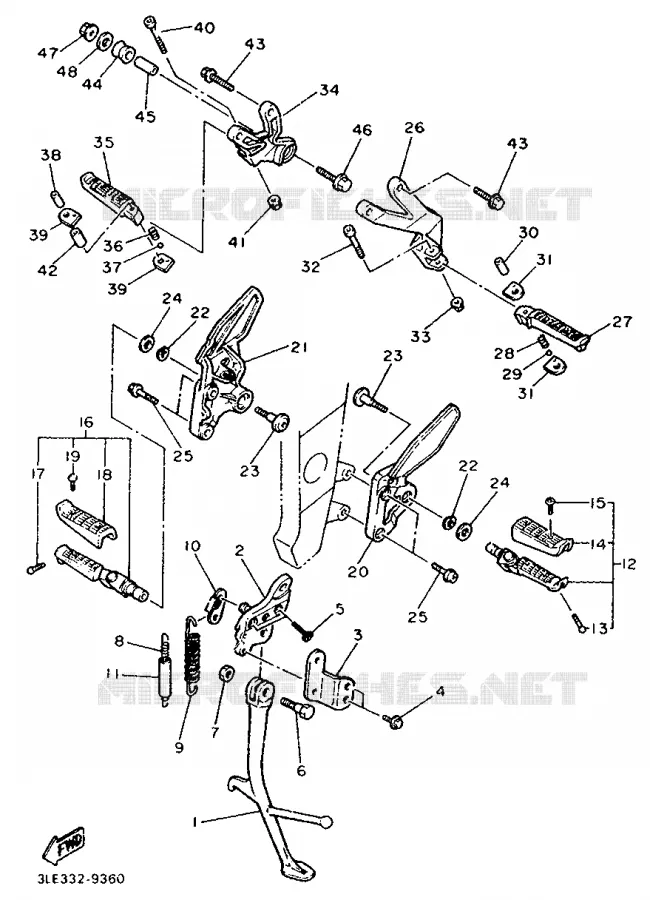 SUPPORT / REPOSE PIEDS Yamaha MOTO 1000 1994 FZR  FZR1000