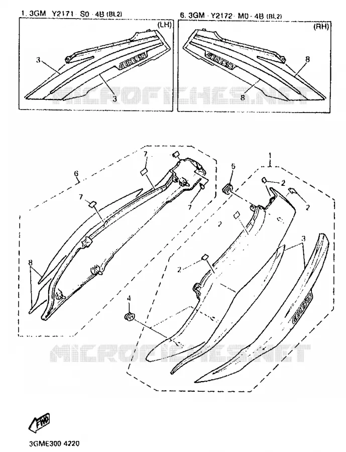 COUVERCLE LATERAL Yamaha MOTO 1000 1994 FZR  FZR1000