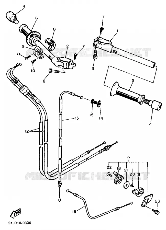 GUIDON ET CABLES Yamaha MOTO 400 1992 FZR  FZR400RR
