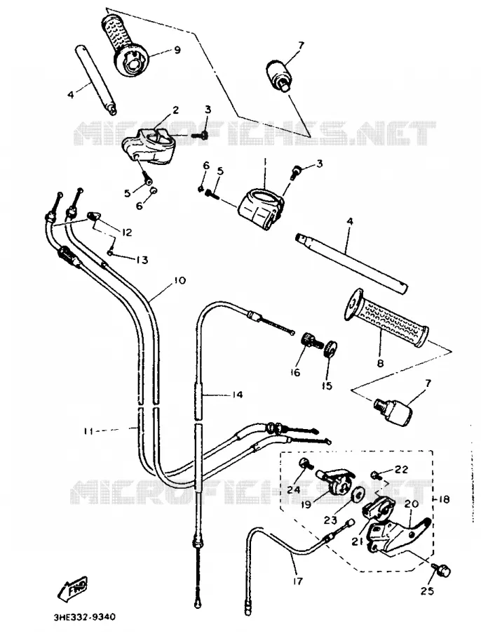 GUIDON ET CABLES Yamaha MOTO 500 1989 FZR  FZR500