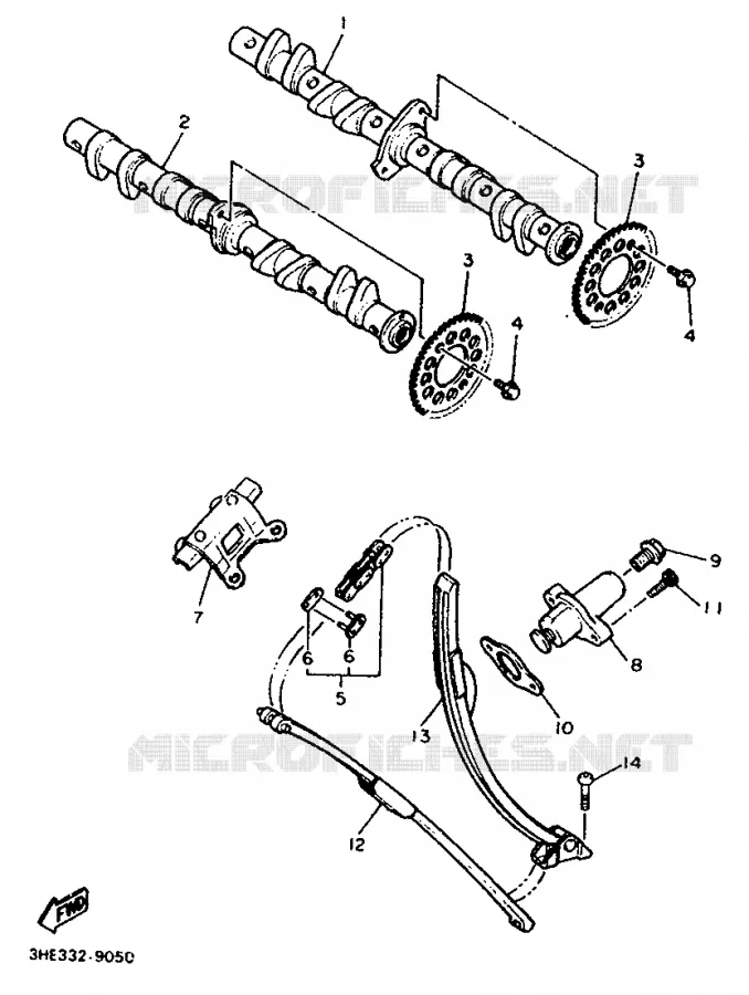 ARBRE A CAMES / CHAINE DE DISTRIBUTION Yamaha MOTO 500 1990 FZR  FZR500