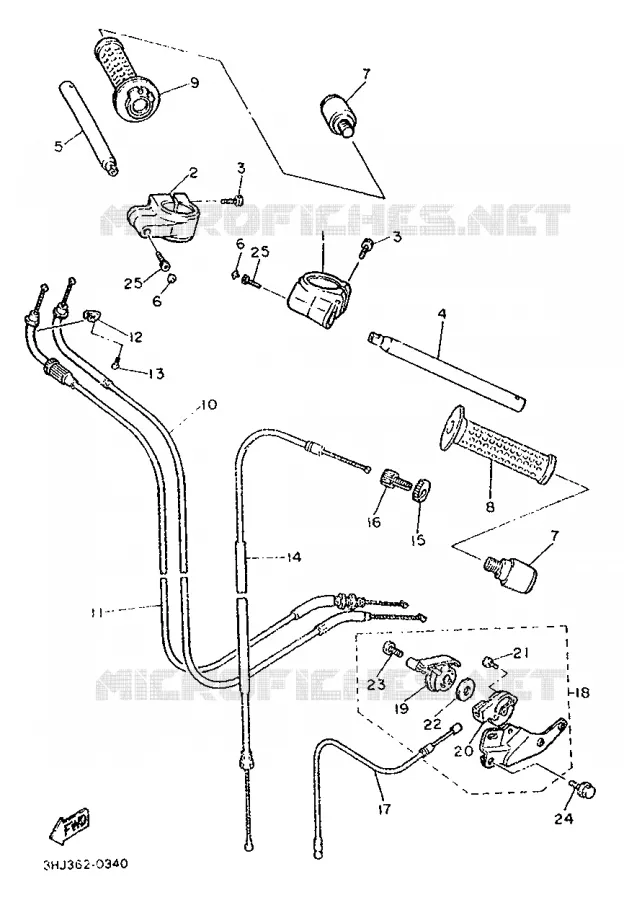 GUIDON ET CABLES Yamaha MOTO 500 1990 FZR  FZR500