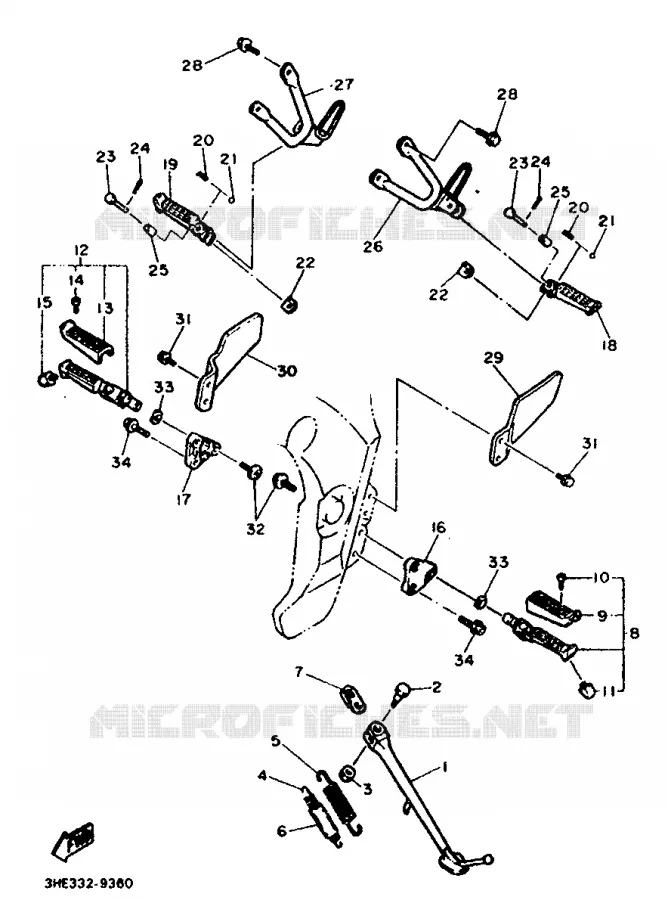 SUPPORT / REPOSE PIEDS Yamaha MOTO 500 1990 FZR  FZR500