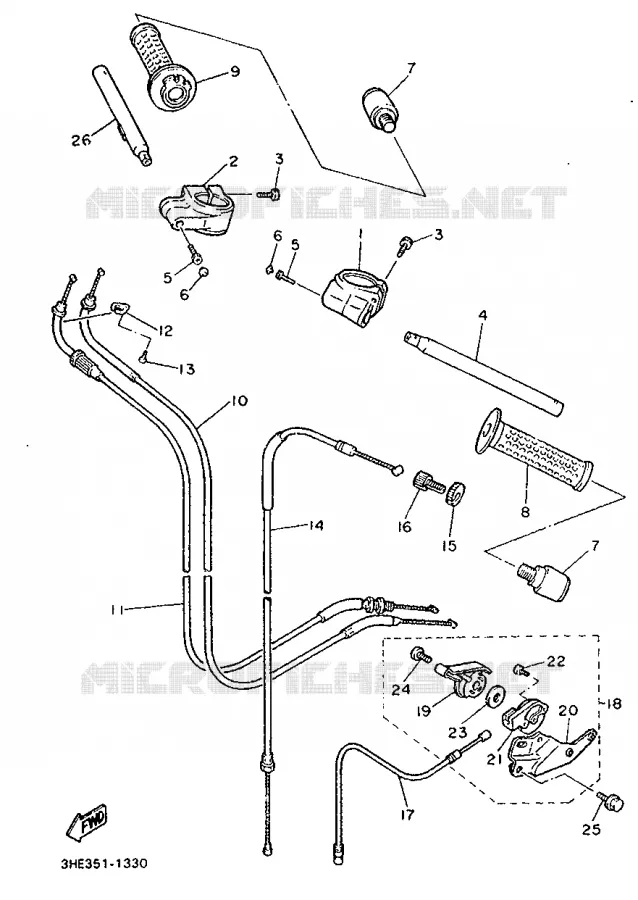 GUIDON ET CABLES Yamaha MOTO 600 1991 FZR  FZR600
