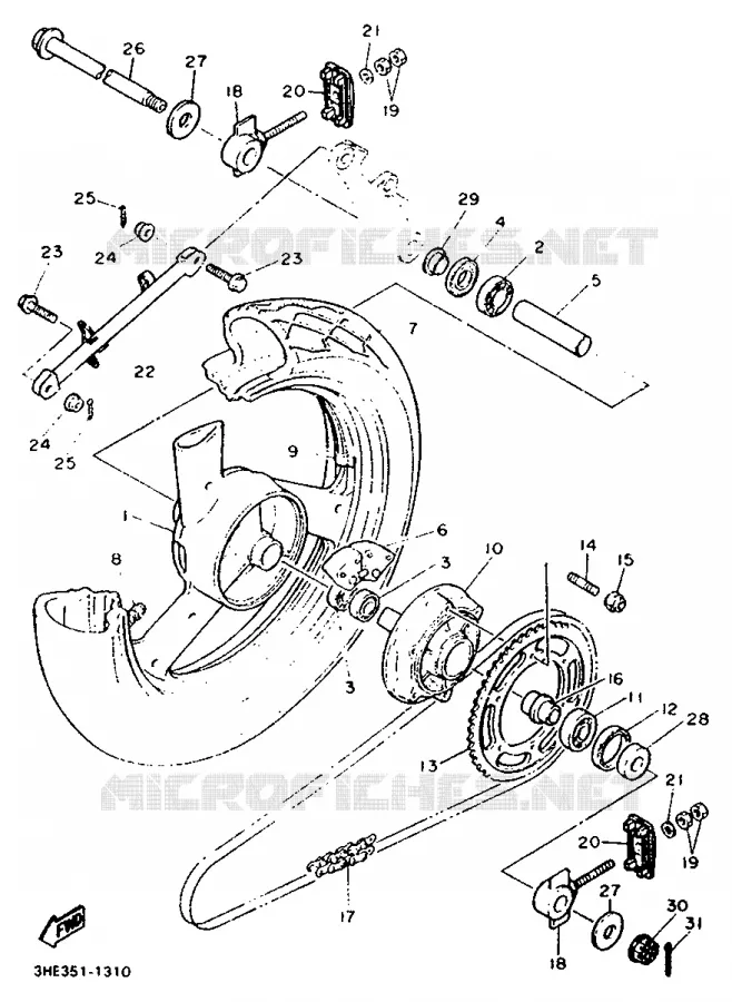 ROUE ARRIERE Yamaha MOTO 600 1992 FZR  FZR600