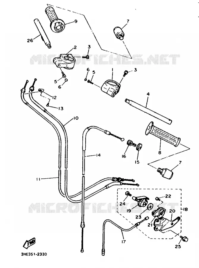 GUIDON ET CABLES Yamaha MOTO 600 1992 FZR  FZR600