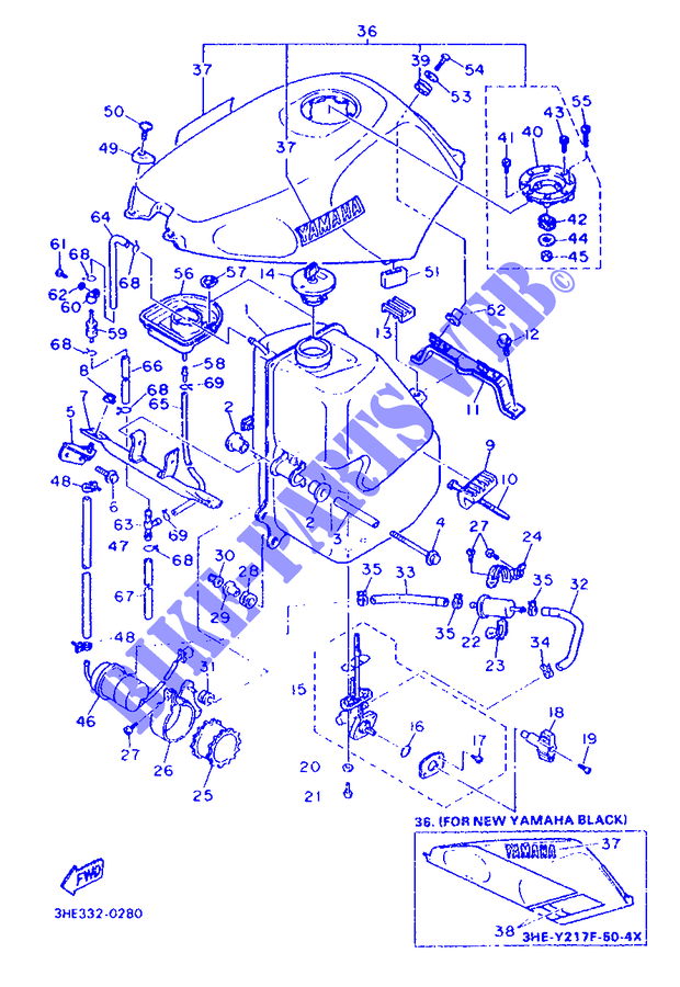 RESERVOIR A ESSENCE pour Yamaha FZR600H (67KW) de 1990