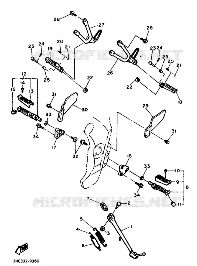 SUPPORT / REPOSE PIEDS Yamaha MOTO 600 1991 FZR  FZR600M (37KW)