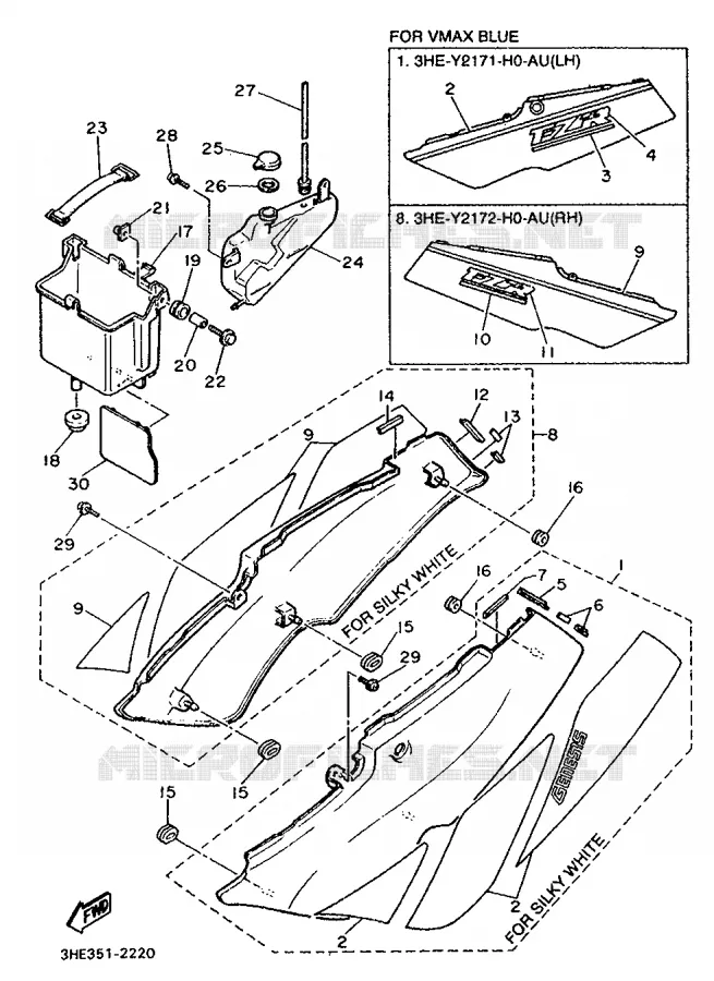 COUVERCLE LATERAL Yamaha MOTO 600 1992 FZR  FZR600N (20KW)