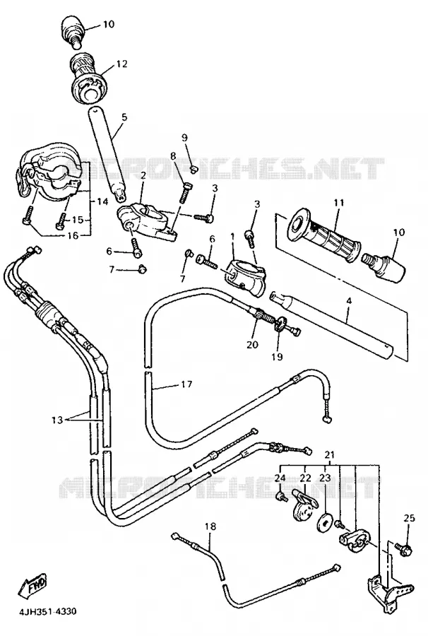 GUIDON ET CABLES Yamaha MOTO 600 1995 FZR  FZR600R