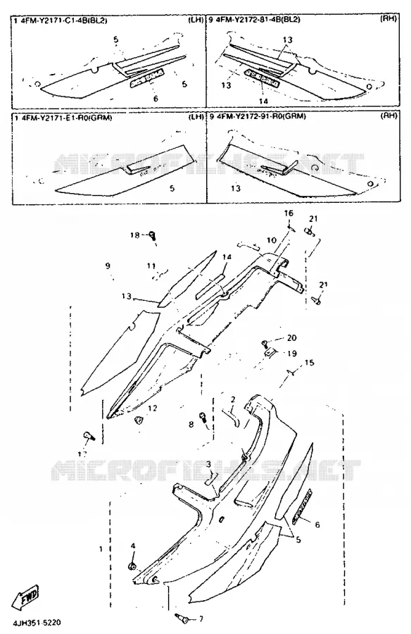 COUVERCLE LATERAL Yamaha MOTO 600 1995 FZR 25KW  FZR600R (25.0KW
