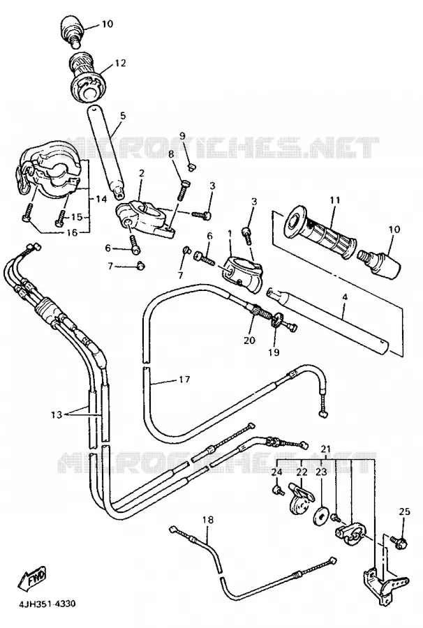 GUIDON ET CABLES Yamaha MOTO 600 1994 FZR  FZR600R (72.1KW