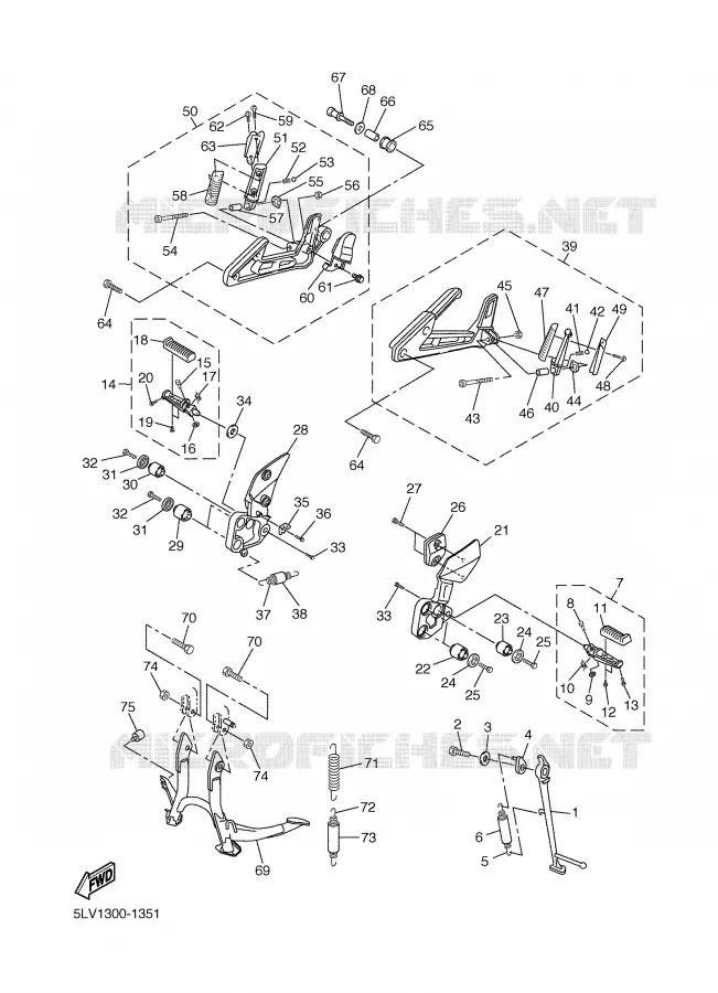 SUPPORT / REPOSE PIEDS Yamaha MOTO 1000 2002 FAZER  FZS1000