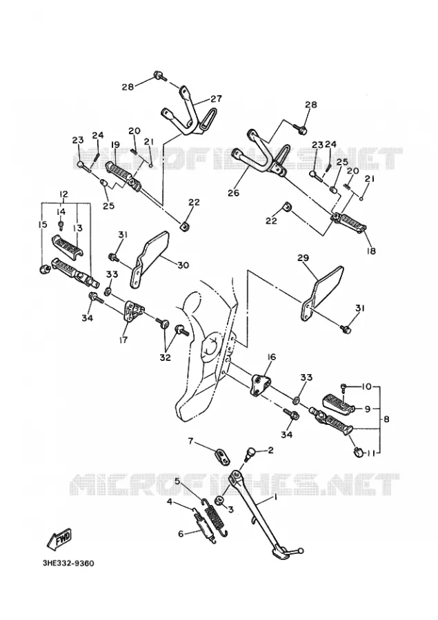 BEQUILLE / REPOSE PIEDS Yamaha MOTO 600 1997 FZR GENESIS  FZR600 GENESIS