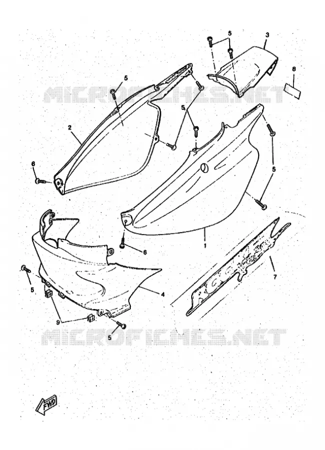 COUVERCLE LATERAL Yamaha SCOOTER 50 1997 ROCKET  CW50RSP