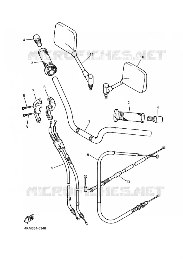 GUIDON ET CABLES Yamaha MOTO 900 1997 DIVERSION  XJ900S