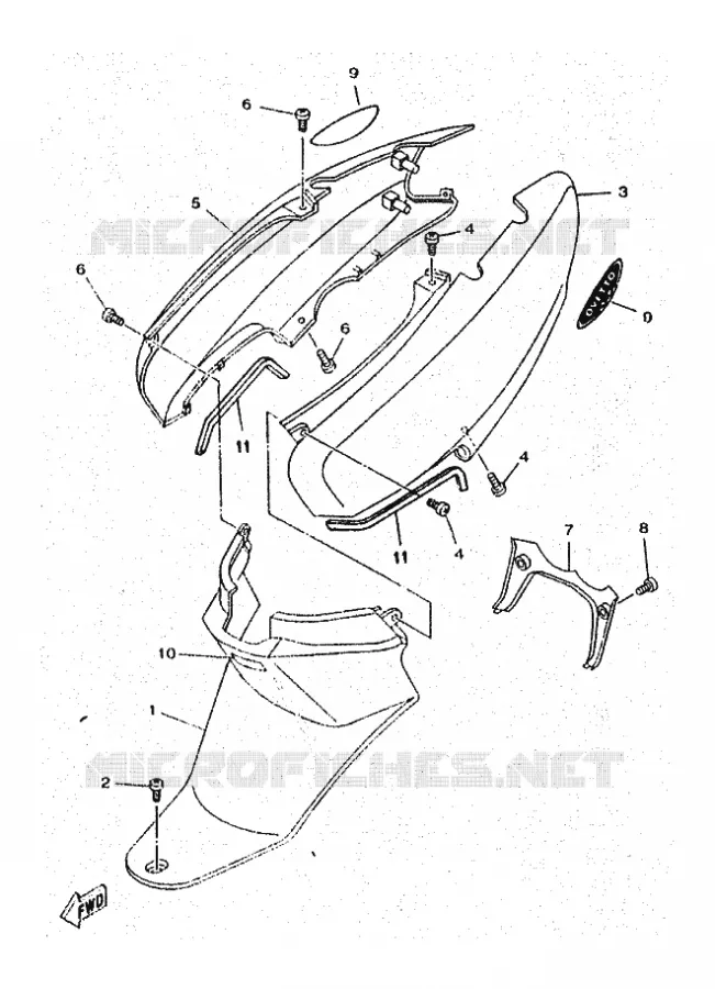 COUVERCLE LATERAL Yamaha SCOOTER 50 1997 OVETTO  YN50 OVETTO