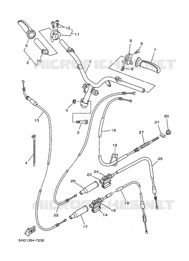GUIDON ET CABLES Yamaha SCOOTER 50 1997 OVETTO  YN50 OVETTO