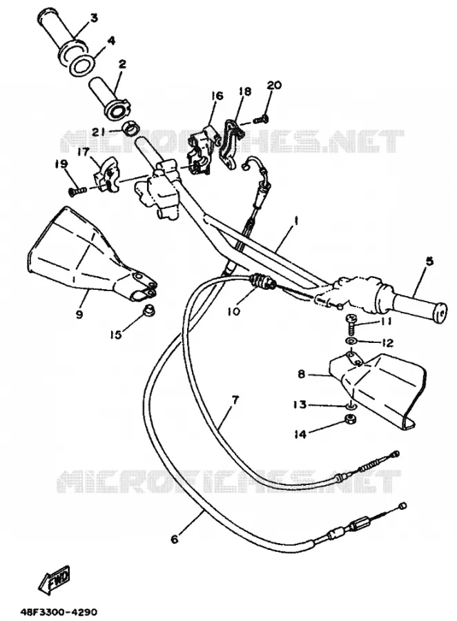 GUIDON ET CABLES Yamaha MOTO 200 1996 WR  WR200R WR200RH