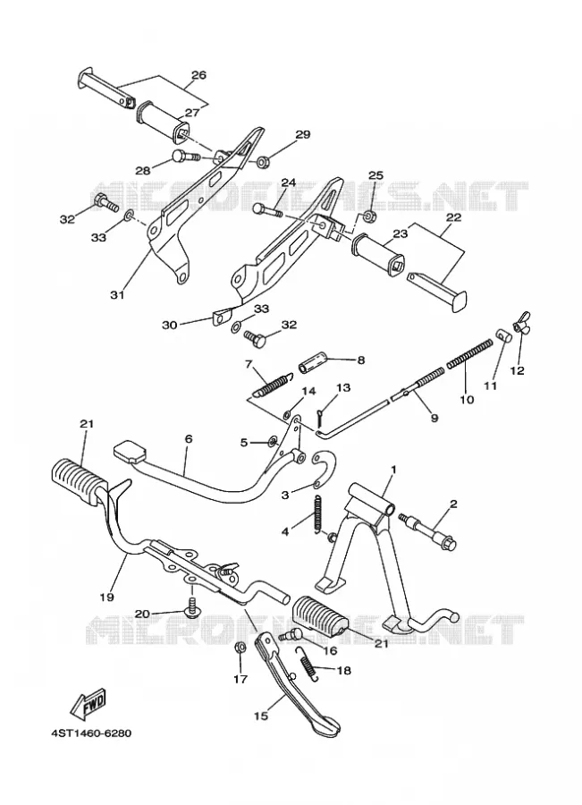 SUPPORT / REPOSE PIEDS Yamaha SCOOTER 105 1996 CRYPTON  T105 CRYPTON
