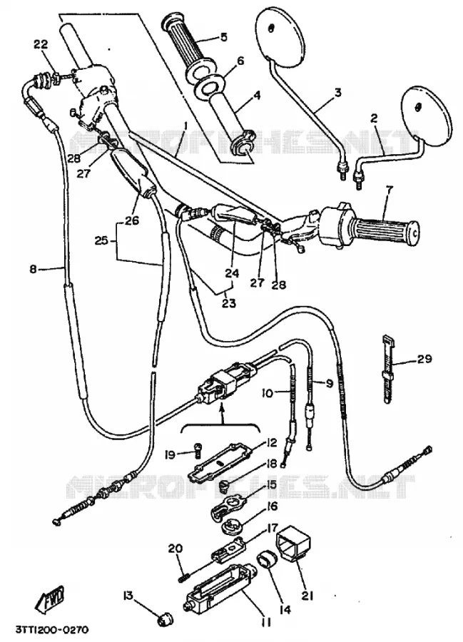 GUIDON ET CABLES Yamaha MOTO 175 1995 DT  DT175
