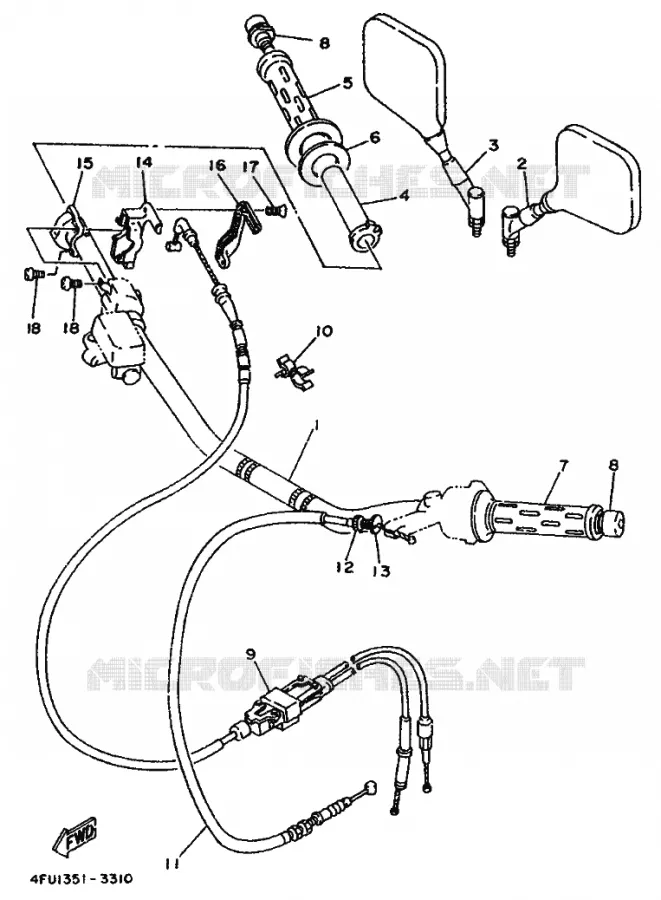 GUIDON ET CABLES Yamaha MOTO 125 1994 TDR  TDR125