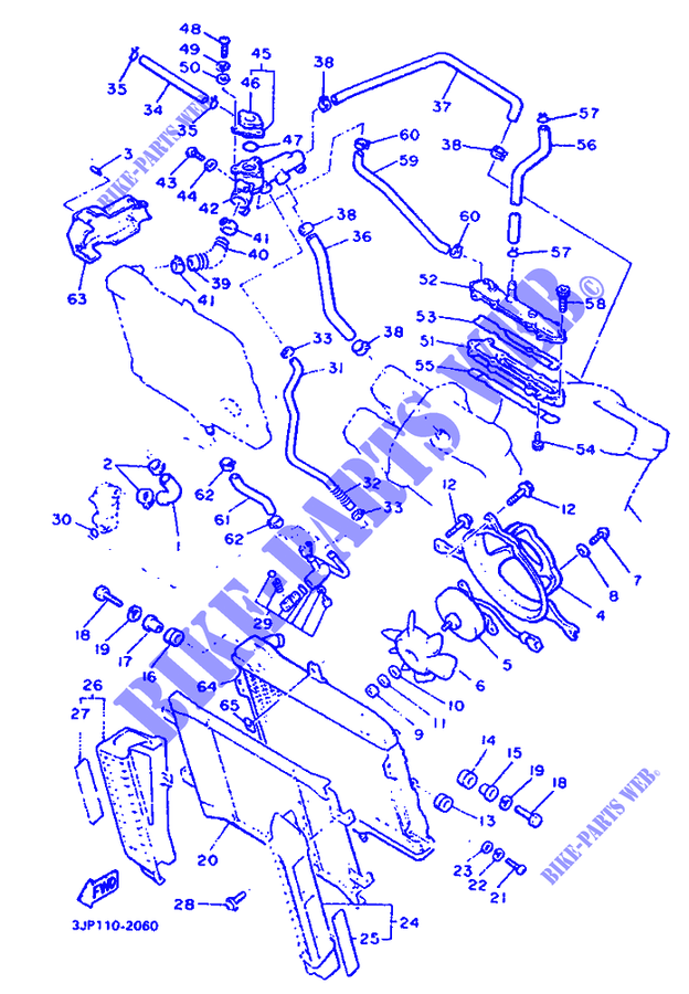 RADIATEUR / DURITES pour Yamaha VMX12 de 1994