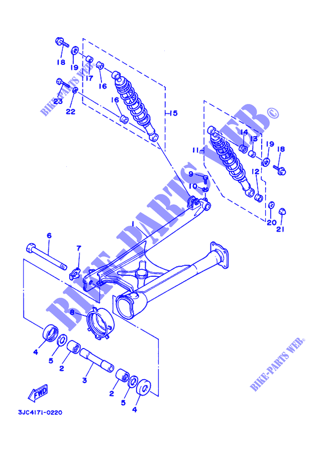 BRAS OSCILLANT / AMORTISSEUR pour Yamaha XV535S de 1994