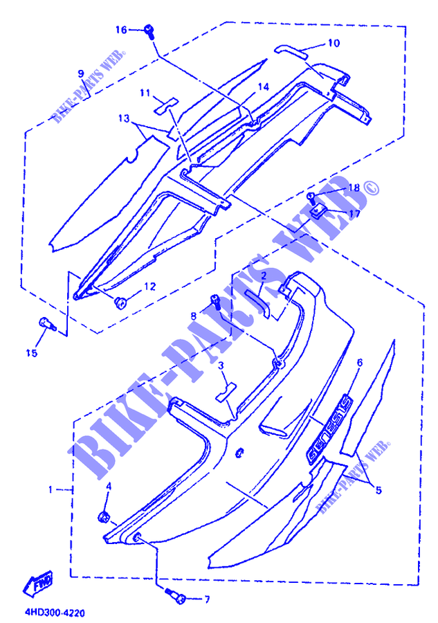 COUVERCLE LATERAL pour Yamaha YZF750R de 1994