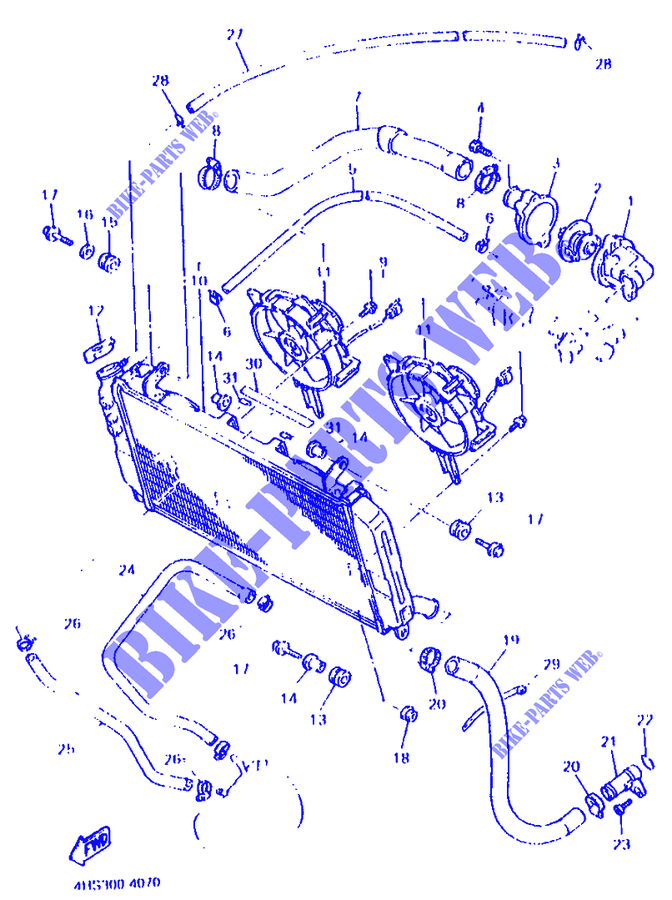 RADIATEUR / DURITES pour Yamaha YZF750SP de 1994