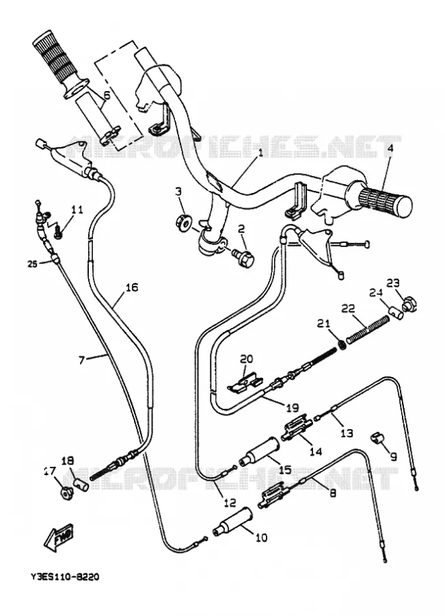 GUIDON ET CABLES Yamaha SCOOTER 50 1993 BOOSTER  CW50