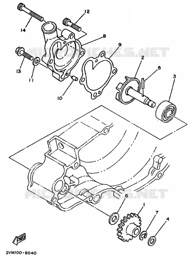 POMPE A EAU / DURITES Yamaha MOTO 250 1989 YZ  YZ250WR WIDE RATIO YZ250