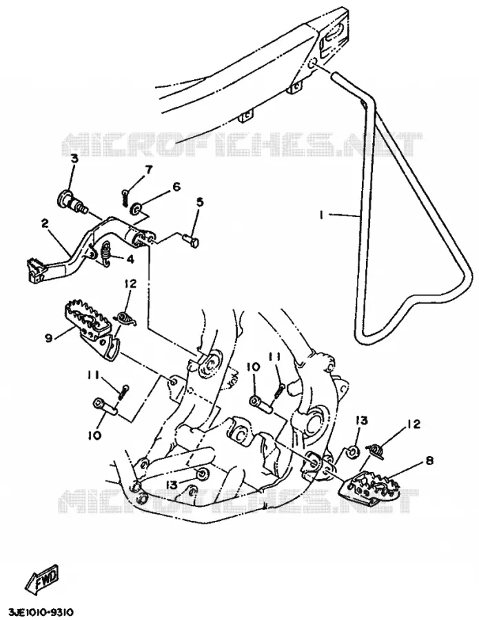 SUPPORT / REPOSE PIEDS Yamaha MOTO 250 1989 YZ  YZ250WR WIDE RATIO YZ250