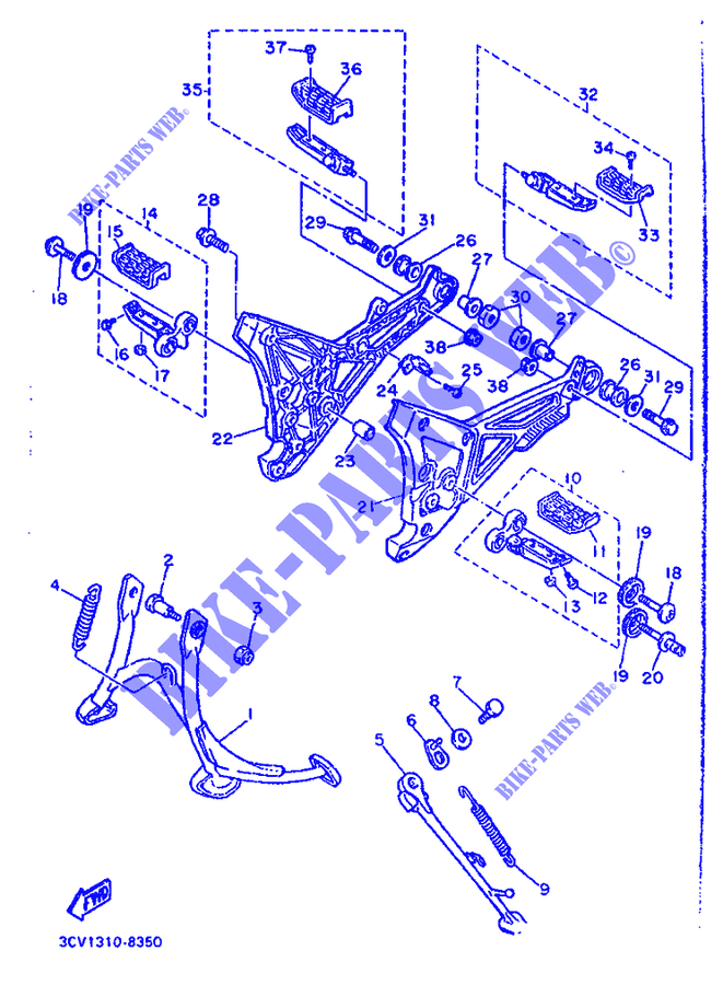 BEQUILLE / REPOSE PIEDS pour Yamaha FJ1200 de 1988