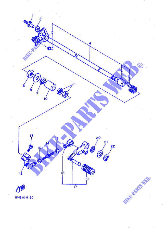 AXE DE SELECTEUR / PEDALE pour Yamaha FZ750 de 1988